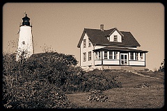 Bakers Island Lighthouse  - Sepia Tone